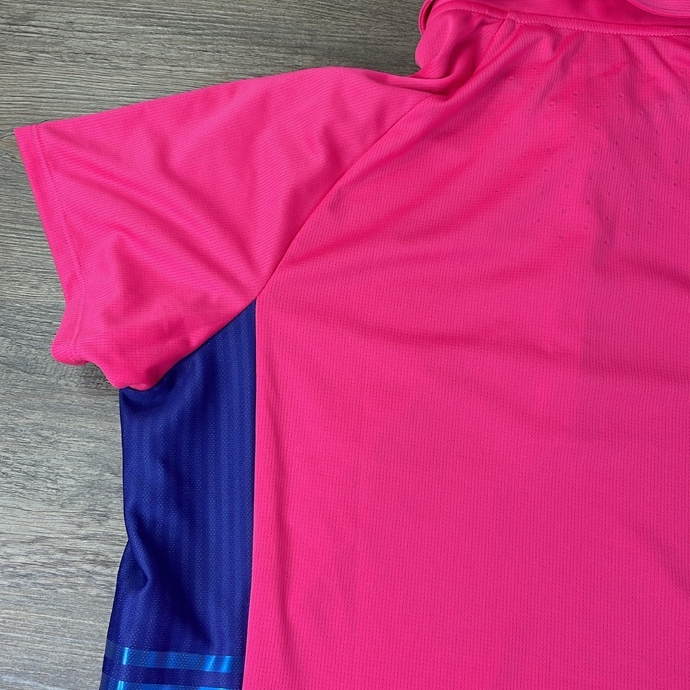 Adidas Women’s Pink Golf Climachill Tour Peplum SS Cooling Polo Top, size Large - Picture 9 of 9